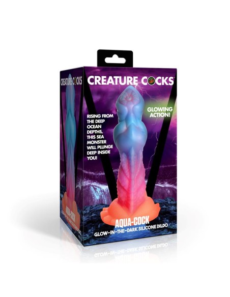Aqua Cock Dildo Brilla en la Oscuridad Silicona
