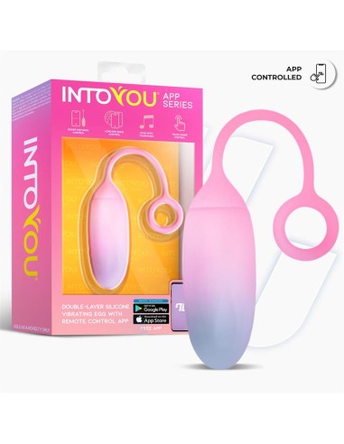 Huevo Silicona Doble Capa con APP Azul Rosa