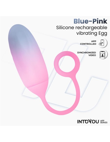 Huevo Silicona Doble Capa con APP Azul Rosa