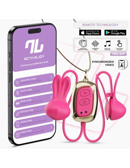 Tickly Pinzas para Pezones con Vibracion Control y Collar con APP