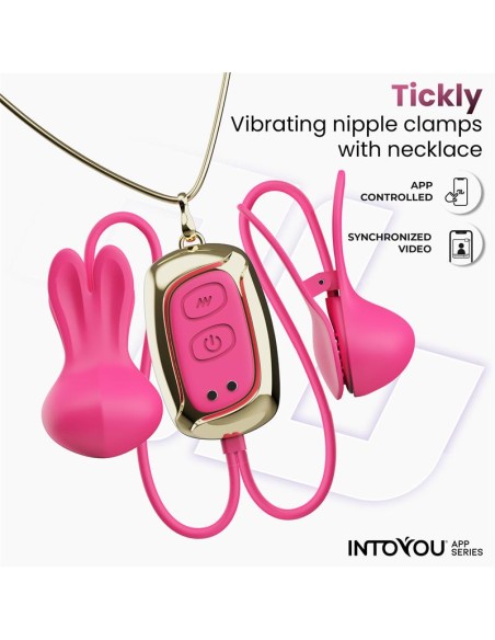 Tickly Pinzas para Pezones con Vibracion Control y Collar con APP