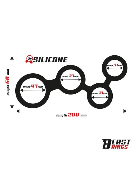 Multi Anillo para el Pene Silicona 47 mm