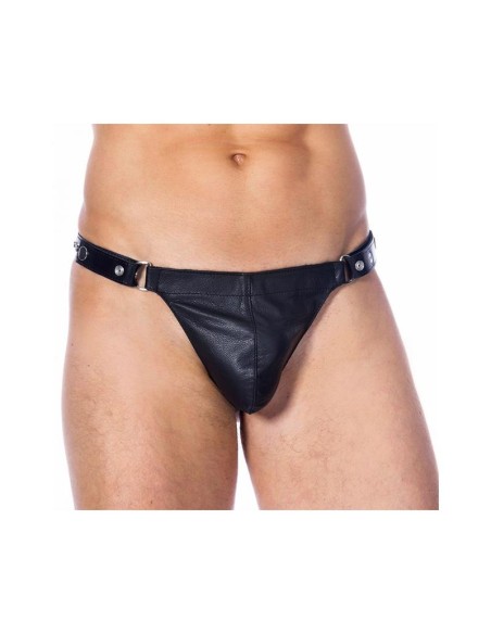 Tanga de Cuero Ajustable Color NEgro