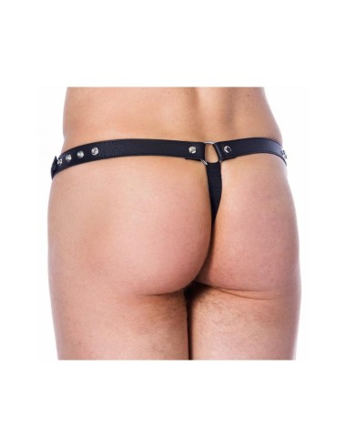 Tanga de Cuero Ajustable Color NEgro