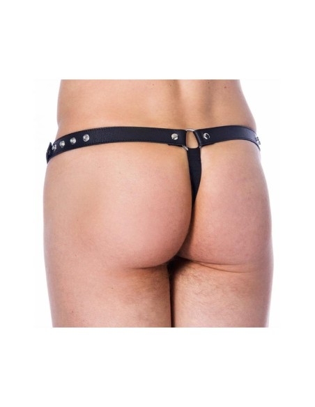 Tanga de Cuero Ajustable Color NEgro