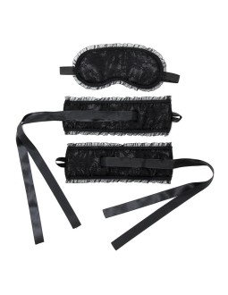 Rimba Bondage Play Esposas y Mascara Estilo Burlesque Color Negro
