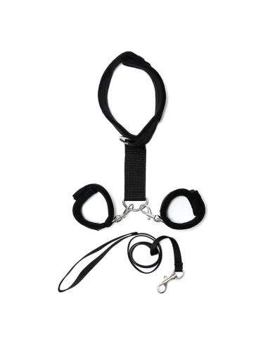 Collar y Esposas Desmontables Negro Ajustables