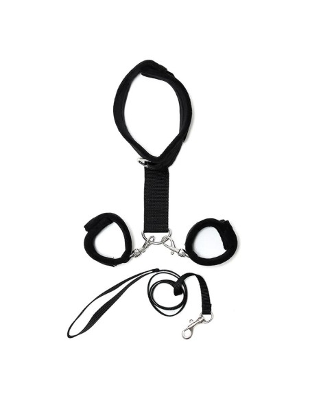 Collar y Esposas Desmontables Negro Ajustables