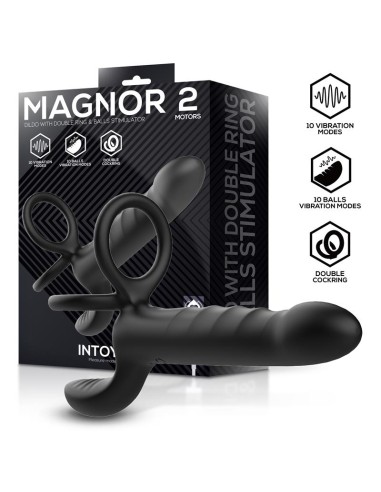 Magnor Dildo con Anillo Doble y Estimulador de Testiculos
