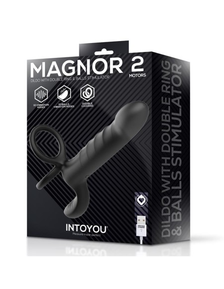 Magnor Dildo con Anillo Doble y Estimulador de Testiculos