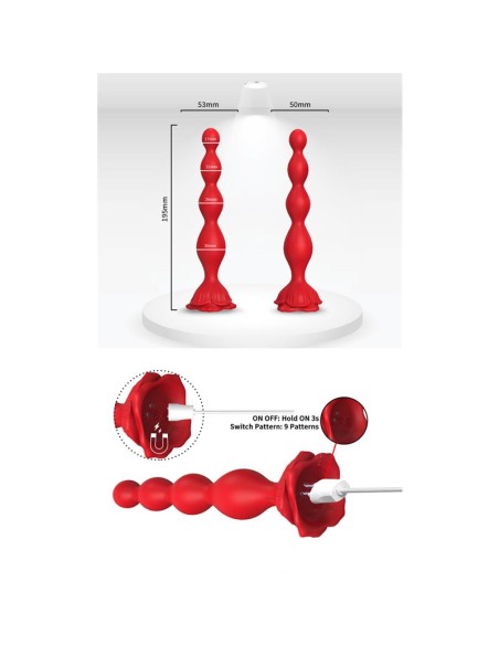 Cadena Anal con Vibracion Base de Rosa