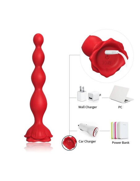Cadena Anal con Vibracion Base de Rosa