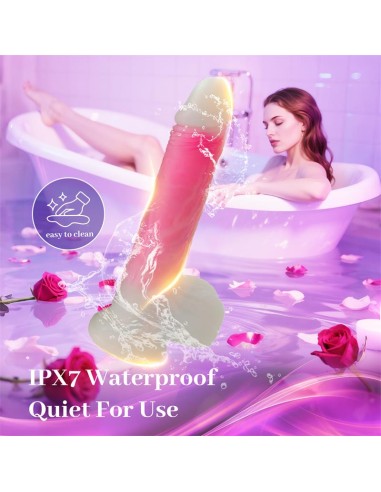 Dildo Doble Capa con Vibracion Thrusting y Calor