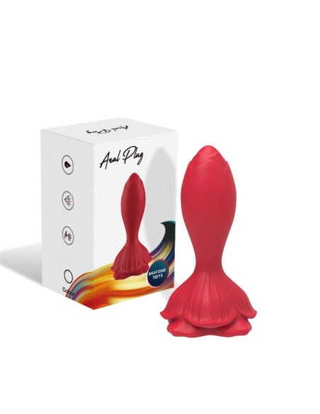 Plug Anal con Vibracion Base de Rosa