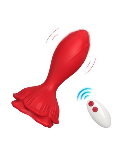 Plug Anal con Vibracion Base de Rosa