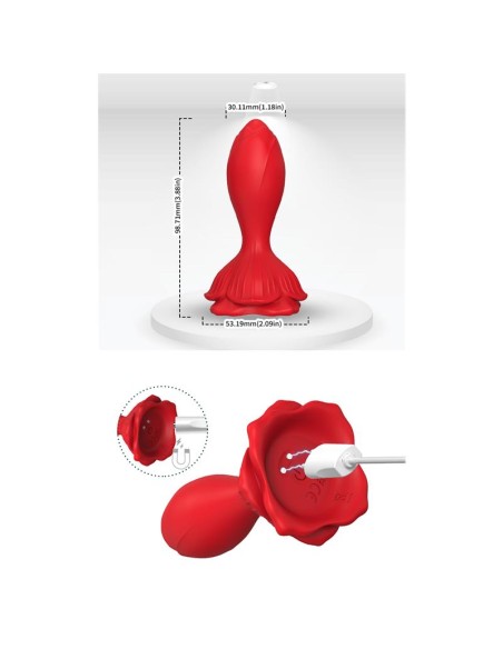 Plug Anal con Vibracion Base de Rosa