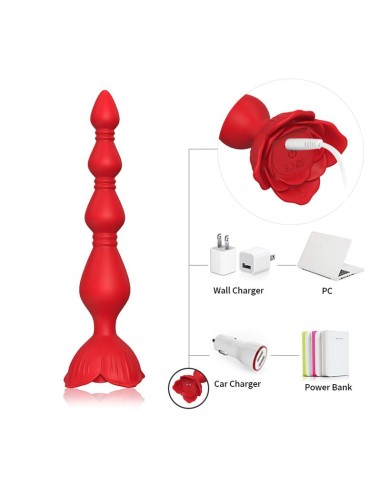 Cadena Anal con Vibracion Base de Rosa