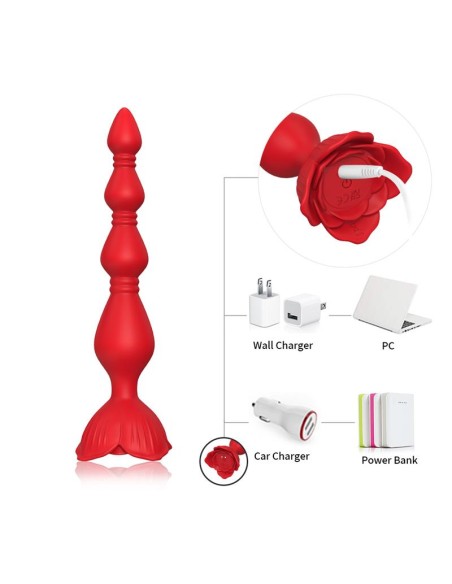 Cadena Anal con Vibracion Base de Rosa