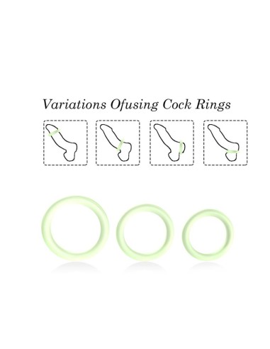 Set 3 Anillos para el Pene Brilla en la Oscuridad