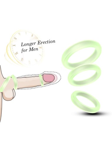 Set 3 Anillos para el Pene Brilla en la Oscuridad