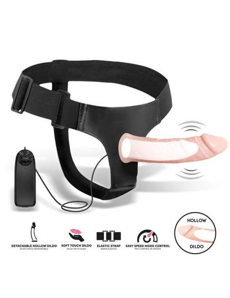 Bemax Arnes con Dildo Hueco Desmontable Vibracion y Control Remoto Bemax Arnes con Dildo Hueco Desmontable Vibracion y Control Remoto