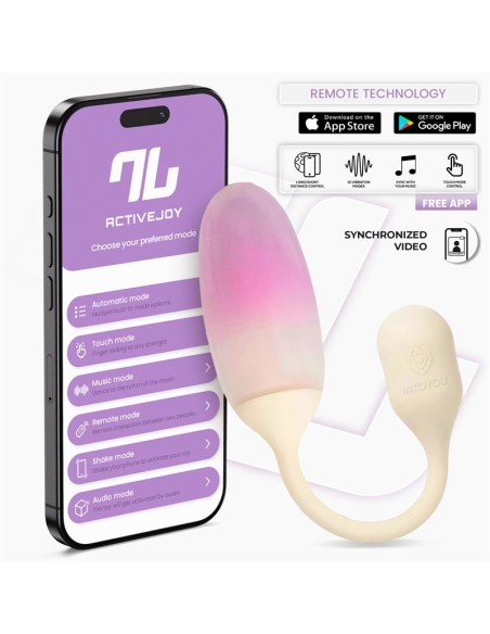 NexEgg Huevo Vibrador Silicona Doble capa App Beige Rosa