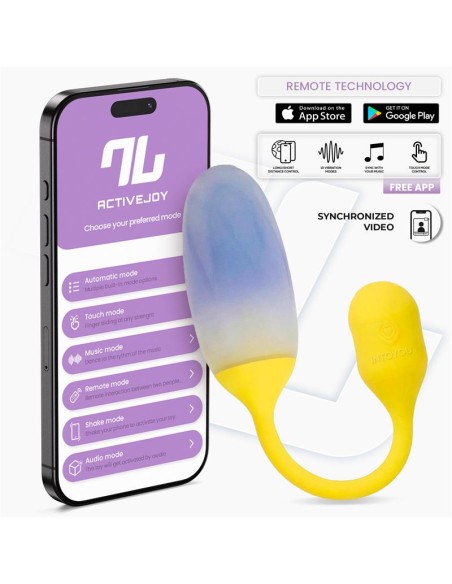 NexEgg Huevo Vibrador Doble Capa Silicona App Amarillo Purpura