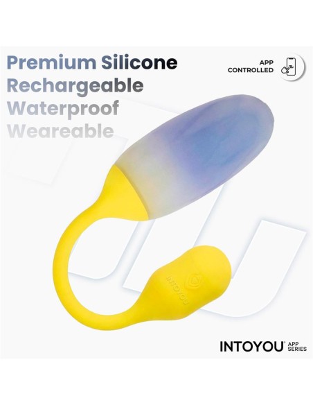 NexEgg Huevo Vibrador Doble Capa Silicona App Amarillo Purpura