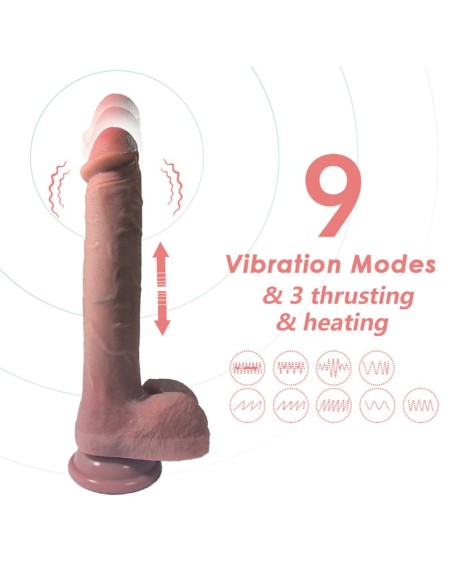 Dildo con vibracion Thrusting y Calor 28 cm