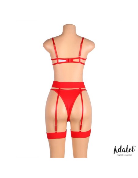 Yvonne Set Sujetador Tanga y Liguero con Corazones Rojo