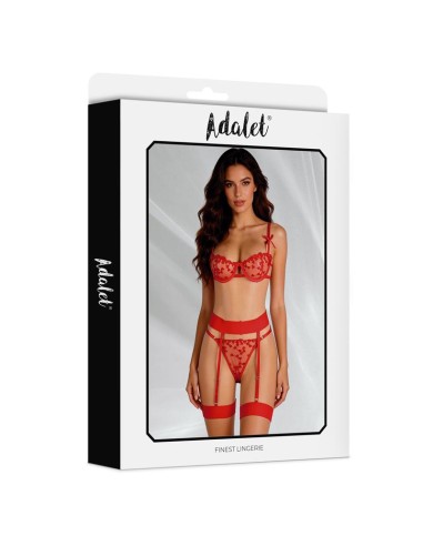 Yvonne Set Sujetador Tanga y Liguero con Corazones Rojo