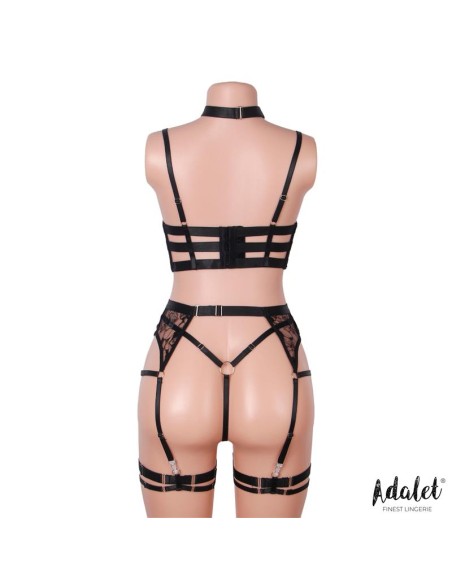 Hyacinth Set Sujetador Tanga y Liguero Negro
