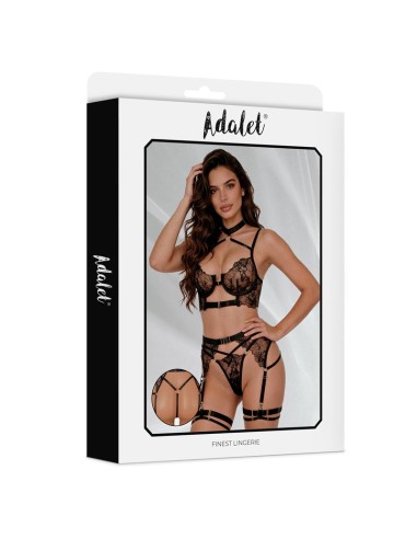 Hyacinth Set Sujetador Tanga y Liguero Negro