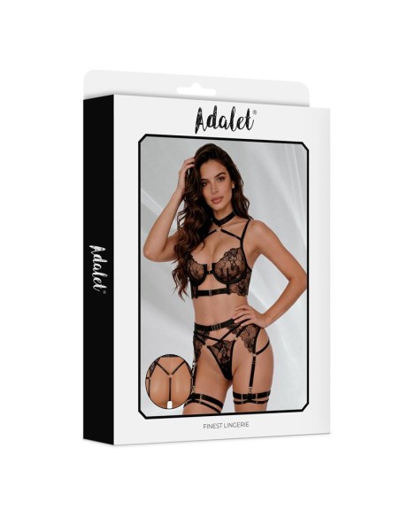 Hyacinth Set Sujetador Tanga y Liguero Negro