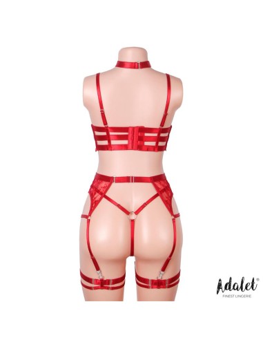 Hyacinth Set Sujetador Tanga y Liguero Rojo