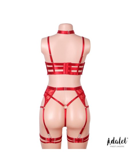 Hyacinth Set Sujetador Tanga y Liguero Rojo