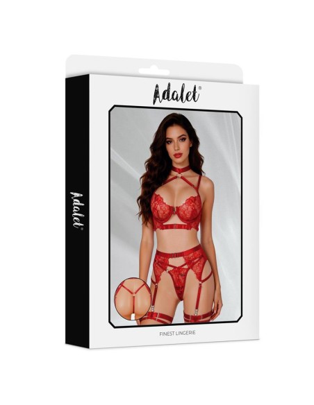 Hyacinth Set Sujetador Tanga y Liguero Rojo
