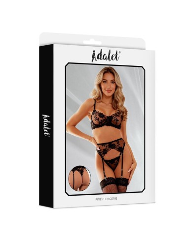 Penelope Set Sujetador Tanga y Liguero Negro