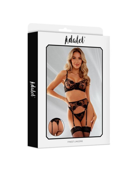 Penelope Set Sujetador Tanga y Liguero Negro