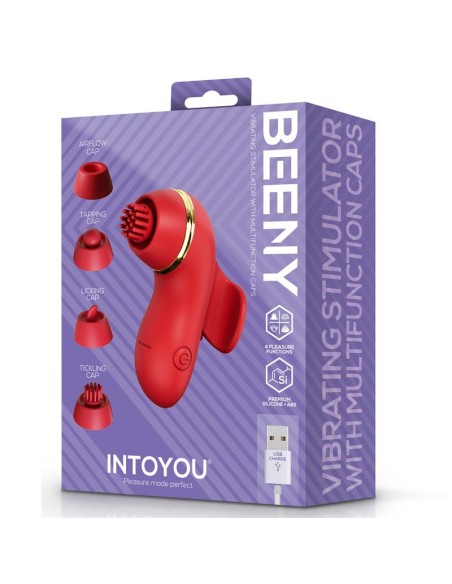 Beeny Estimulador con 4 Cabezales Succion Tapping Tickling y Licking