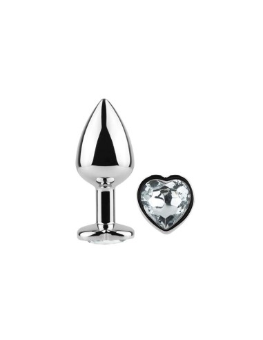 Plug Anal de Metal Corazon Transparente Talla S