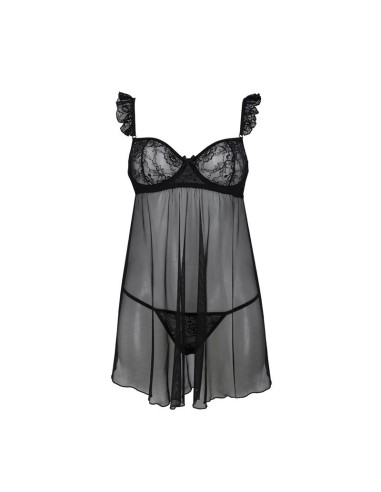 Milagros Chemise y Tanga Negro