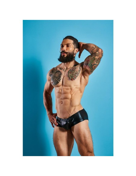 C4M10 Boxers Tipo Shorts Leatherette Negro C4M10 Boxers Tipo Shorts Leatherette Negro