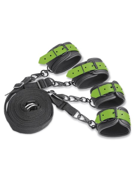 Set de Ataduras para la Cama con Esposas que Brillan en la Oscuridad Set de Ataduras para la Cama con Esposas que Brillan en la Oscuridad