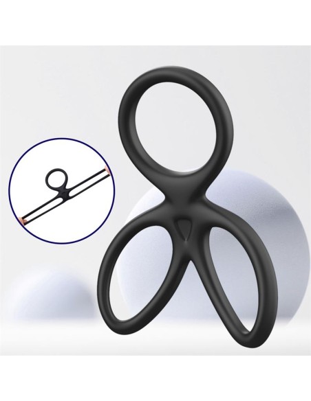 Anillo Triple Pene y Testiculos Silicona Liquida Flexible