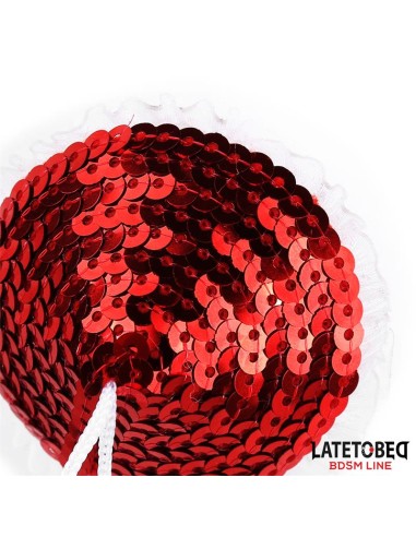 Pezoneras con Lentejuelas Rojas y Pompones Blancos