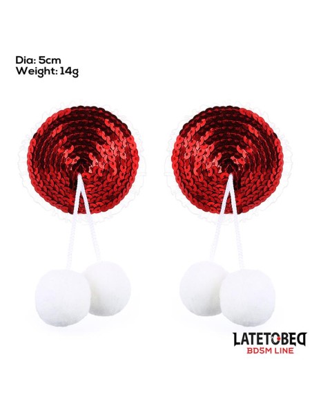 Pezoneras con Lentejuelas Rojas y Pompones Blancos