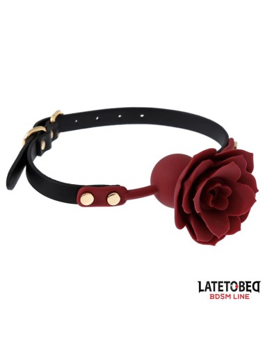 Mordaza Bola Silicona Transpitable Adorno Rosa Ajustable 47 56 cm