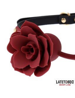 Mordaza Bola Silicona Transpitable Adorno Rosa Ajustable 47 56 cm 2