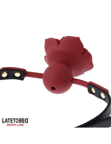 Mordaza Bola Silicona Transpitable Adorno Rosa Ajustable 47 56 cm